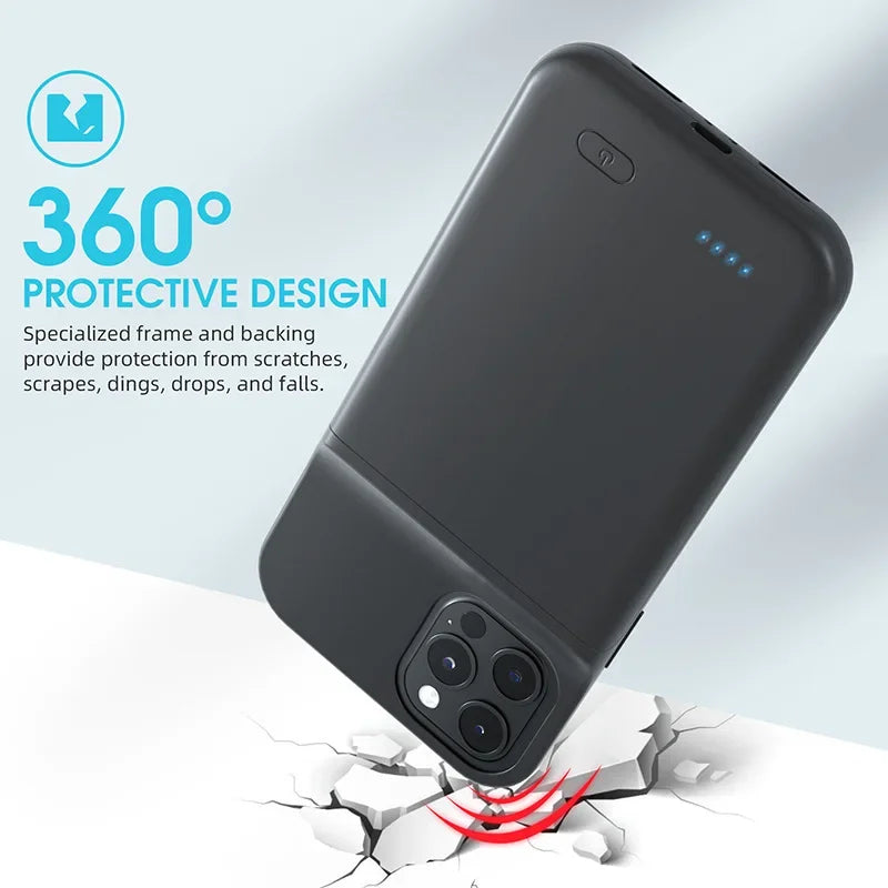 6800mAh Phone Battery Charging Case External Power Case For iPhone 16 15 14 13 12 11 X 6 6S 7 8 SE2020 Pro Plus Pro Max