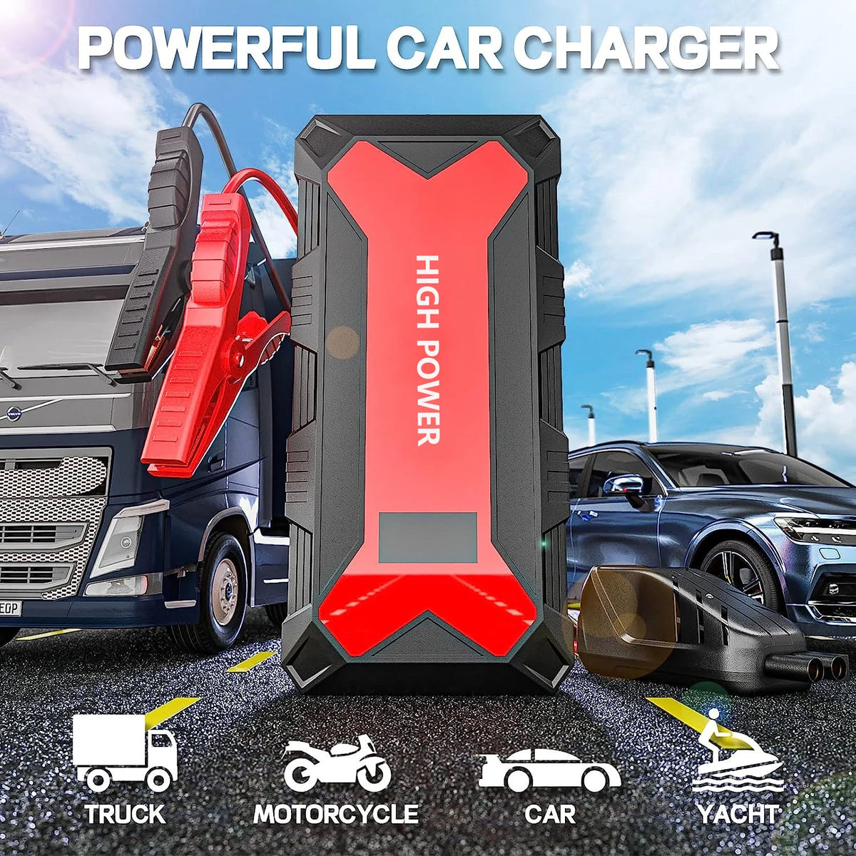 26000mah Car Jump Starter Battery Power Bank 1200A for Car Starter Portable Emergency Booster 12V Auto Starting Device