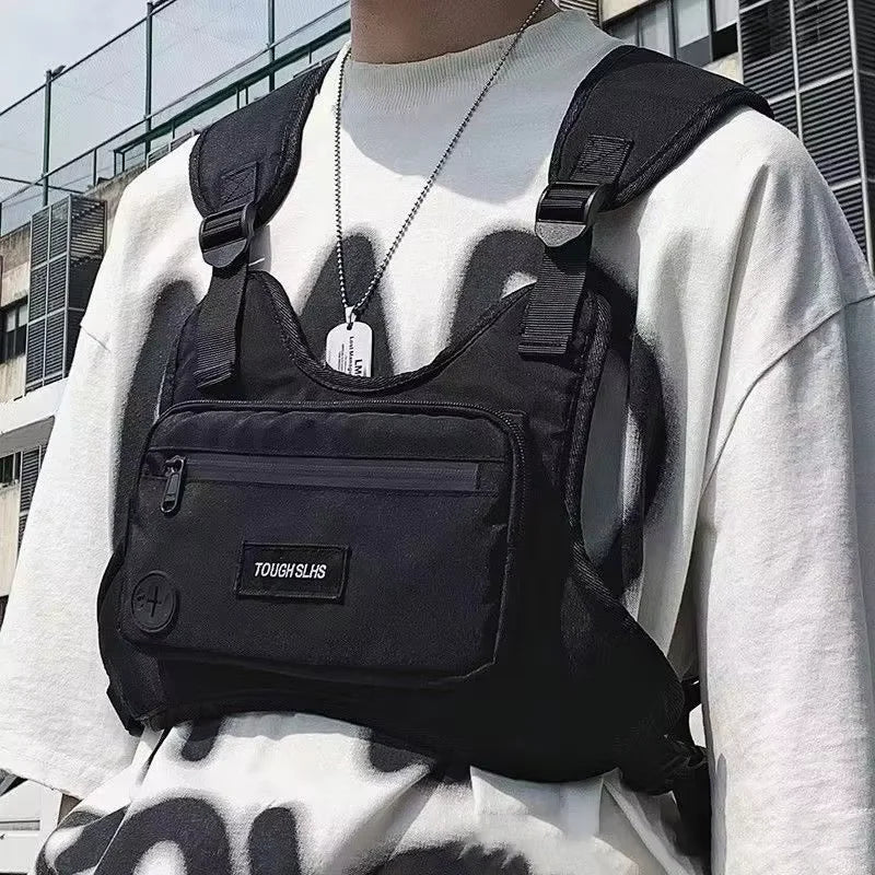 Tactical Chest Bag Outdoor Sports Vest Bag Adjustable Strap Utility Chest Pack Multi-Pocket Waist Fanny Pack for Cycling Hiking