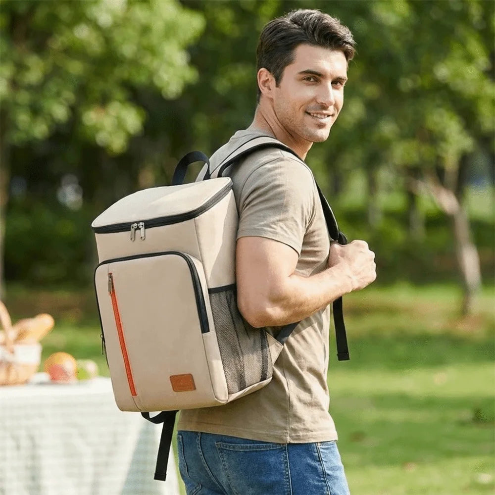 Insulated Backpack Double Shoulder Thickened Portable Thermal Lunch Bag Oxford Fashion Large Capacity Cooler Bag