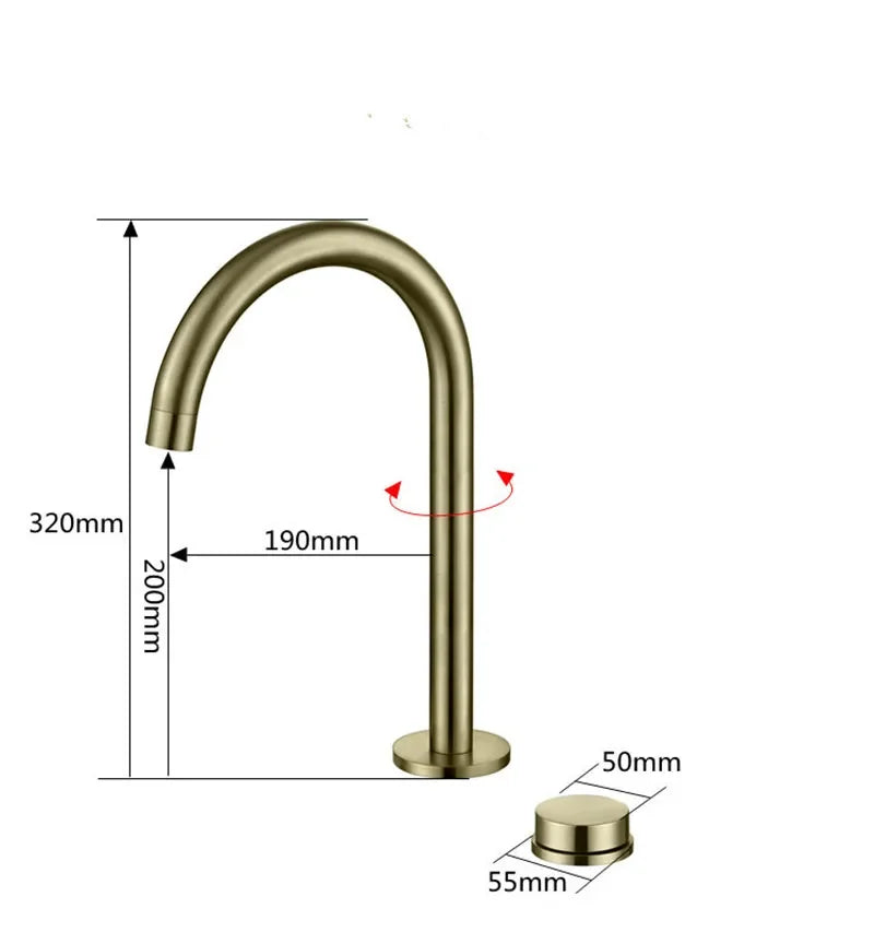 Basin faucet Bathroom two holes Widespread Brushed Gold bathroom sink tap 360 rotating widespread Black basin Tap
