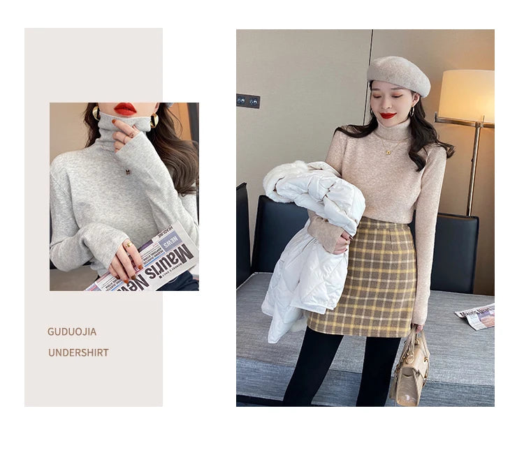 2026 Autumn Winter Basic Slim Soft Solid Color Turtleneck Sweater Women Pullover Casual Long Sleeve Chic Bottom Knitted Jumper