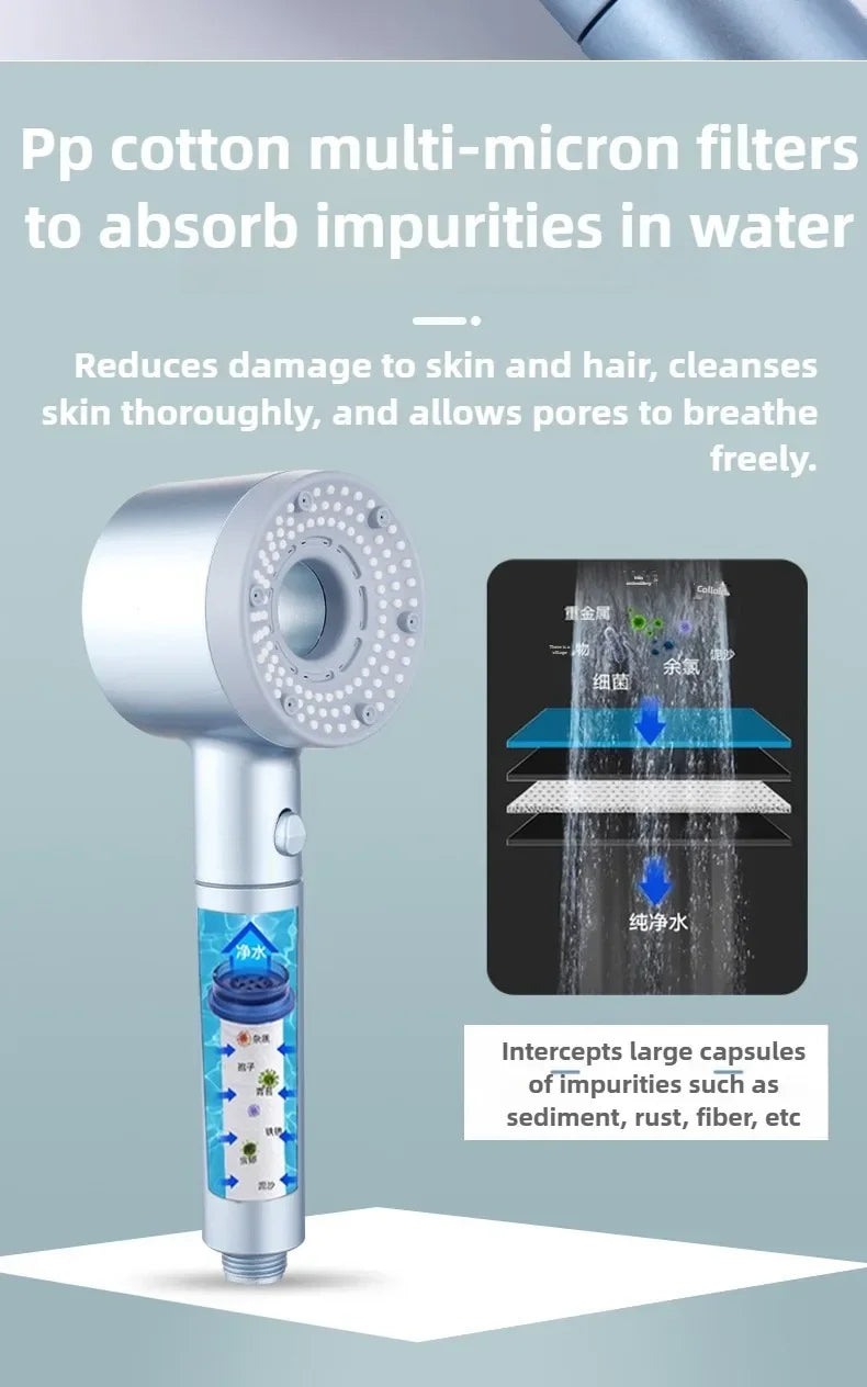 5 Modes Shower Head High Pressure Showerhead Portable Filter Rainfall Faucet Tap Bathroom Bath Home Bathroom Accessories