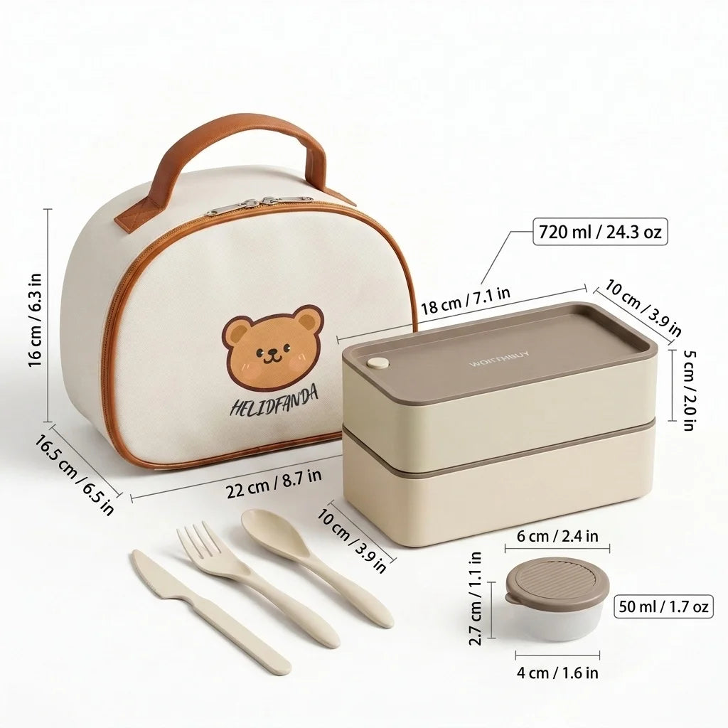 Stackable Plastic Lunch Box For Kids Students Portable Bento Box Microwave Safe Refrigerator Sealed Food Storage Container