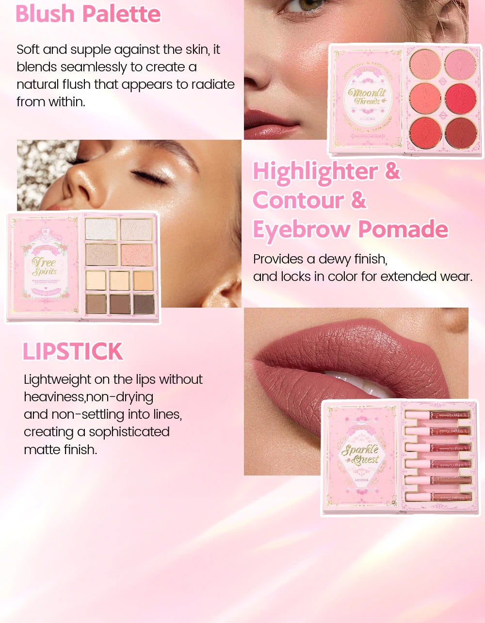 5 Layers All In One Makeup Book Palette,48 Eyeshadow+6 Blush+Contour Highlight Brow Pomade+6 Lipstick Full Face Makeup Kit