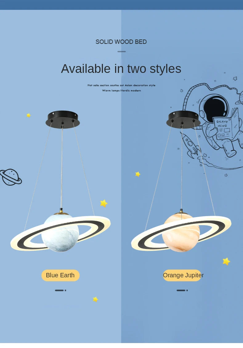 Saturn Pendant Lights for Children Bedroom Modern Led Hanging Lamp Planet Decoration Kids Lighting Ceiling Chandeliers Modern