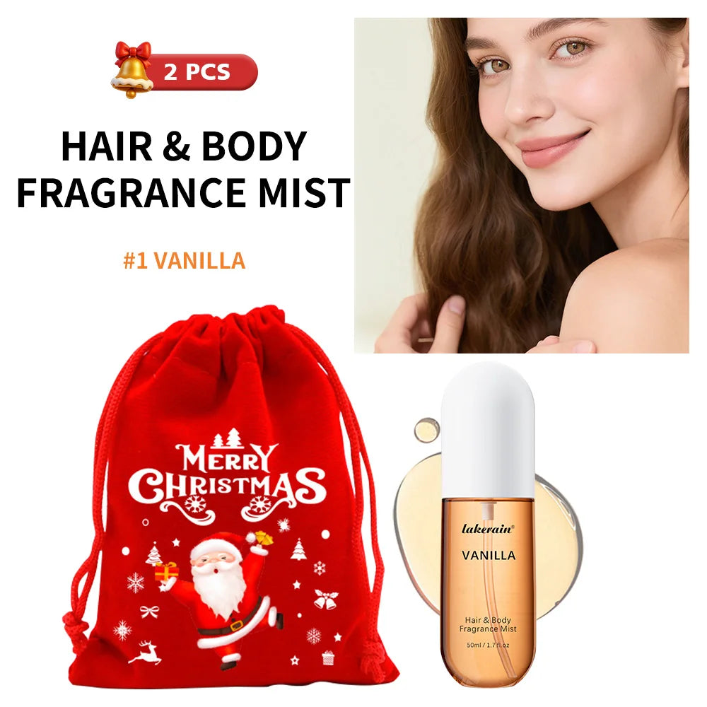 Christmas Gift 50ml Vanilla Rose Fragrance Spray Hair & Body Fragrance Mist Fresh Long Lasting Perfume Travel Size Freshener Spr
