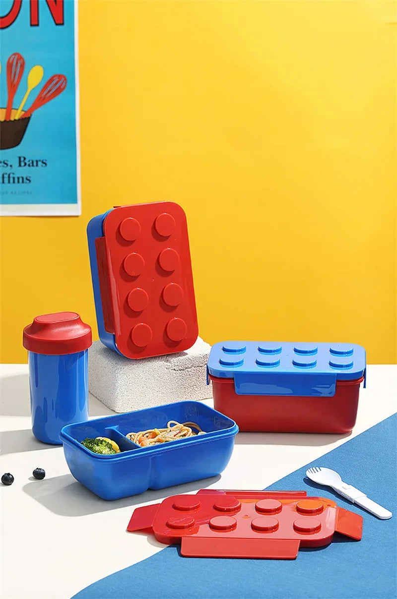 Lunch Box DIY Building Block Portable Modular for Children Student Outdoor Picnic Bento Food Storage Container Fruit Salad Box