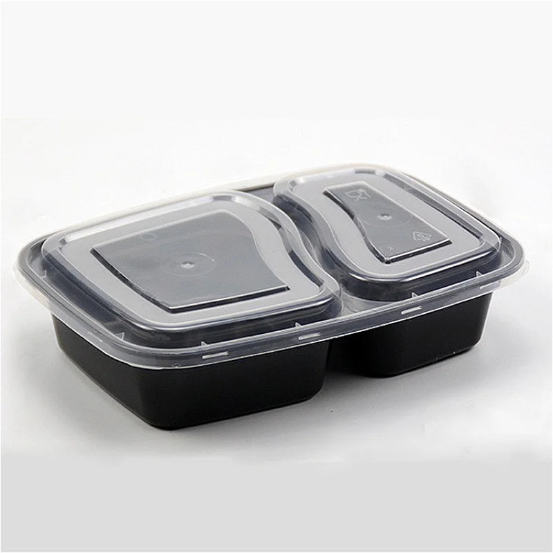5/10PCS Black Two Compartment Food Lunch Box Fast Food Fruit American Square Box Two Compartments Picnic Graduation Season