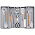Expandable & Adjustable Large Plastic Kitchen Utensil Organizer - Cutlery Holder & Tool Divider，Kitchen Utensil Organizer