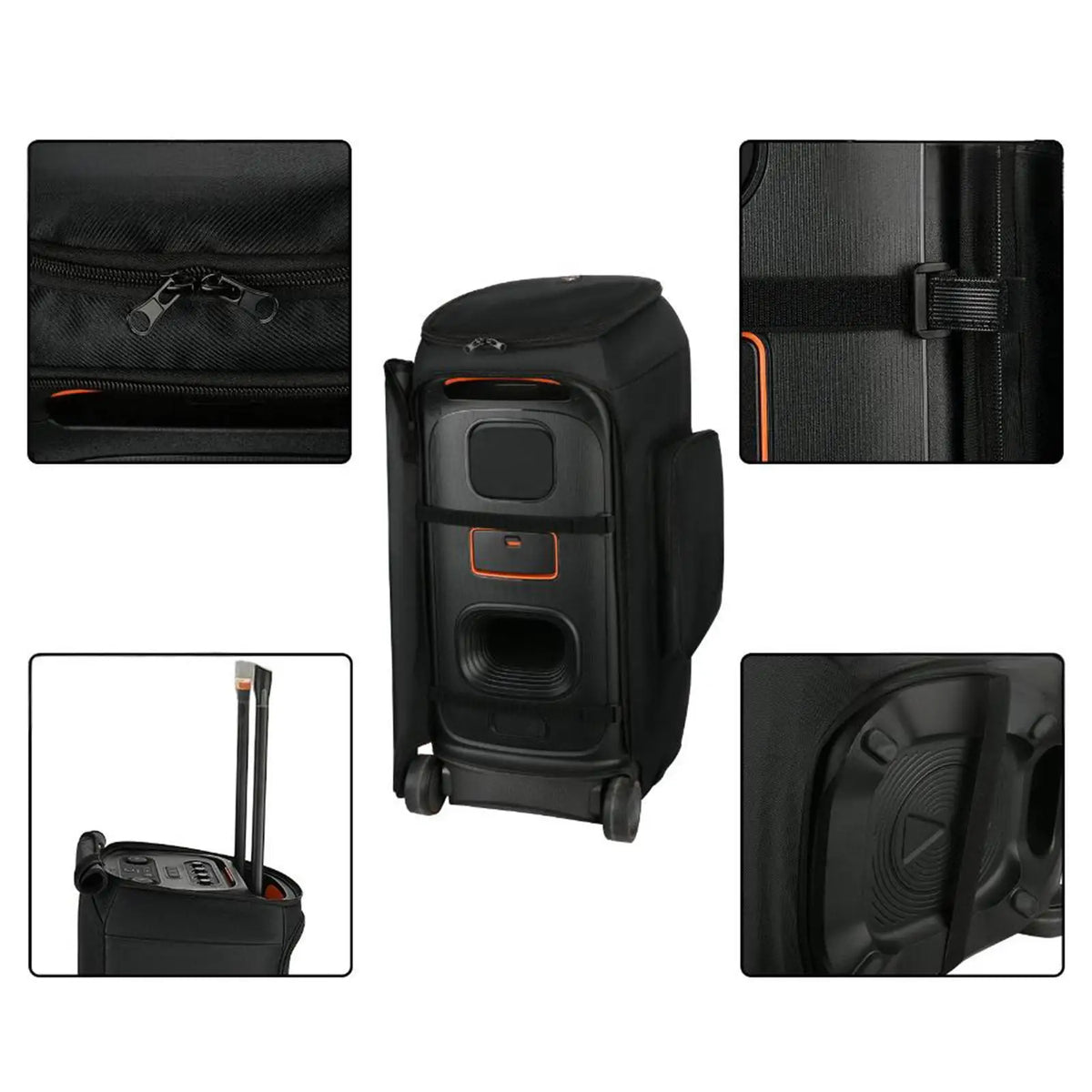 Speaker Protective Cover Case Nylon Fabric with Side Pockets, Impact Resistant suitable for Stage 320, Black