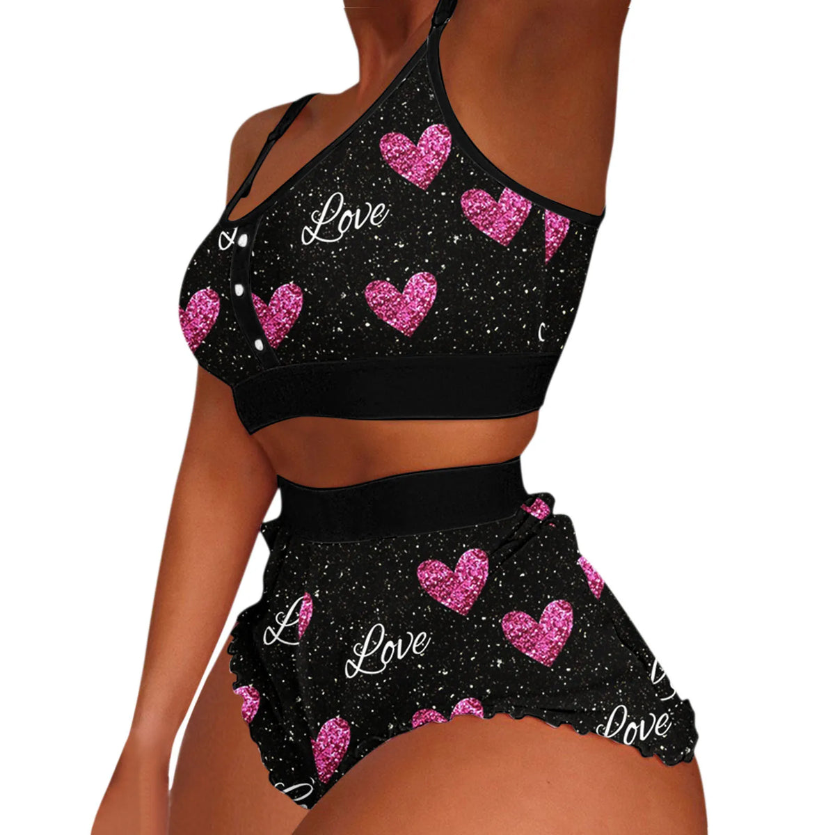 Women Sexy Printing Pajamas Sleeveless Shorts Lingerie Sleepwear Set Women Swimsuits
