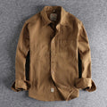 Coarse twill cotton wash-and-wear long-sleeved shirt man-n simple trend pocket spring and autumn casual shirt