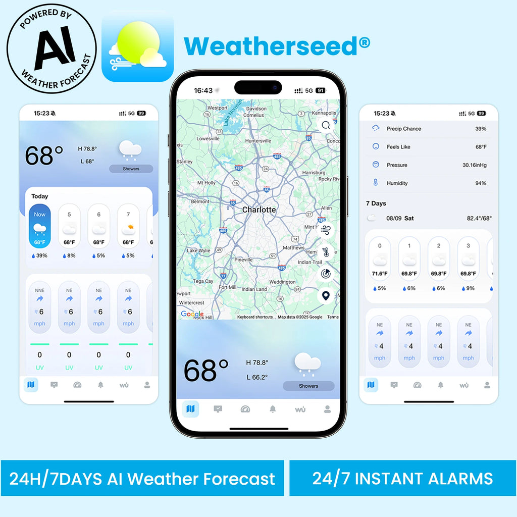 Sainlogic SA9 Plus Smart Weather Station, WiFi/Bluetooth Wireless Sensor, Weatherseed AI 24H Forecast, Rain/Wind/UV, 2-Year Data