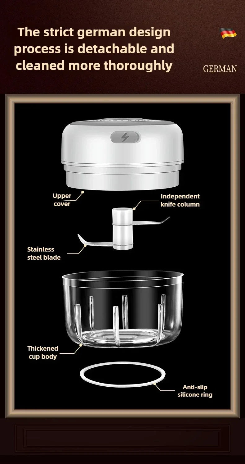 Electric Mini Garlic Chopper 100/250ML USB Vegetable Onion Chopper baby food processor Portable Small Food Processor