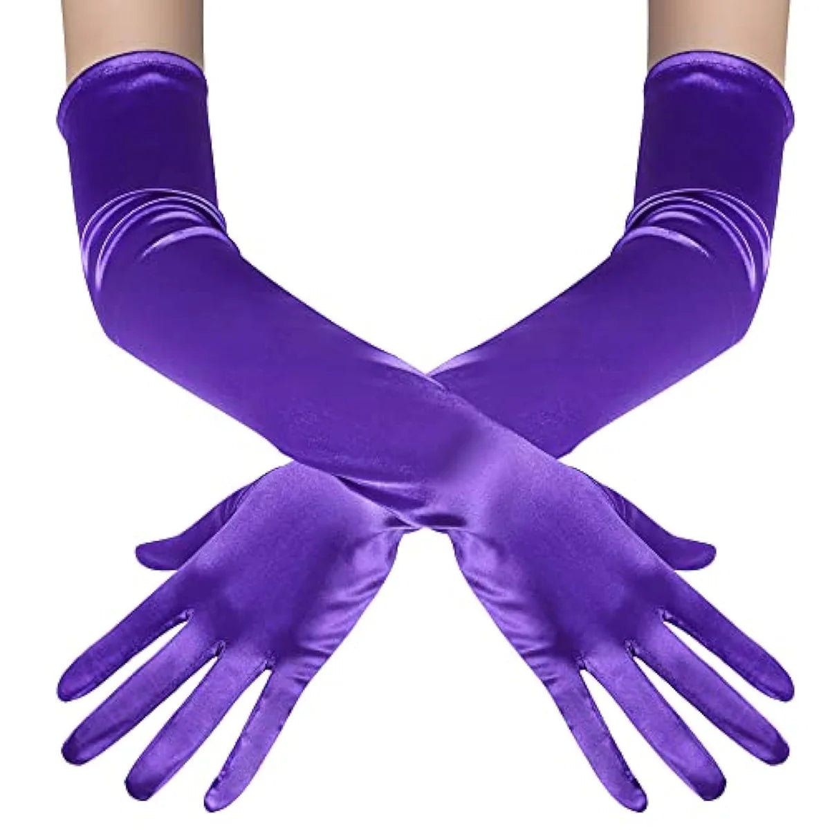 Women 55cm Solid Wedding Etiquette Evening Dress Opera/Elbow/Wrist Satin Stretch Long Gloves Retro Party Carnival Cosplay Gloves