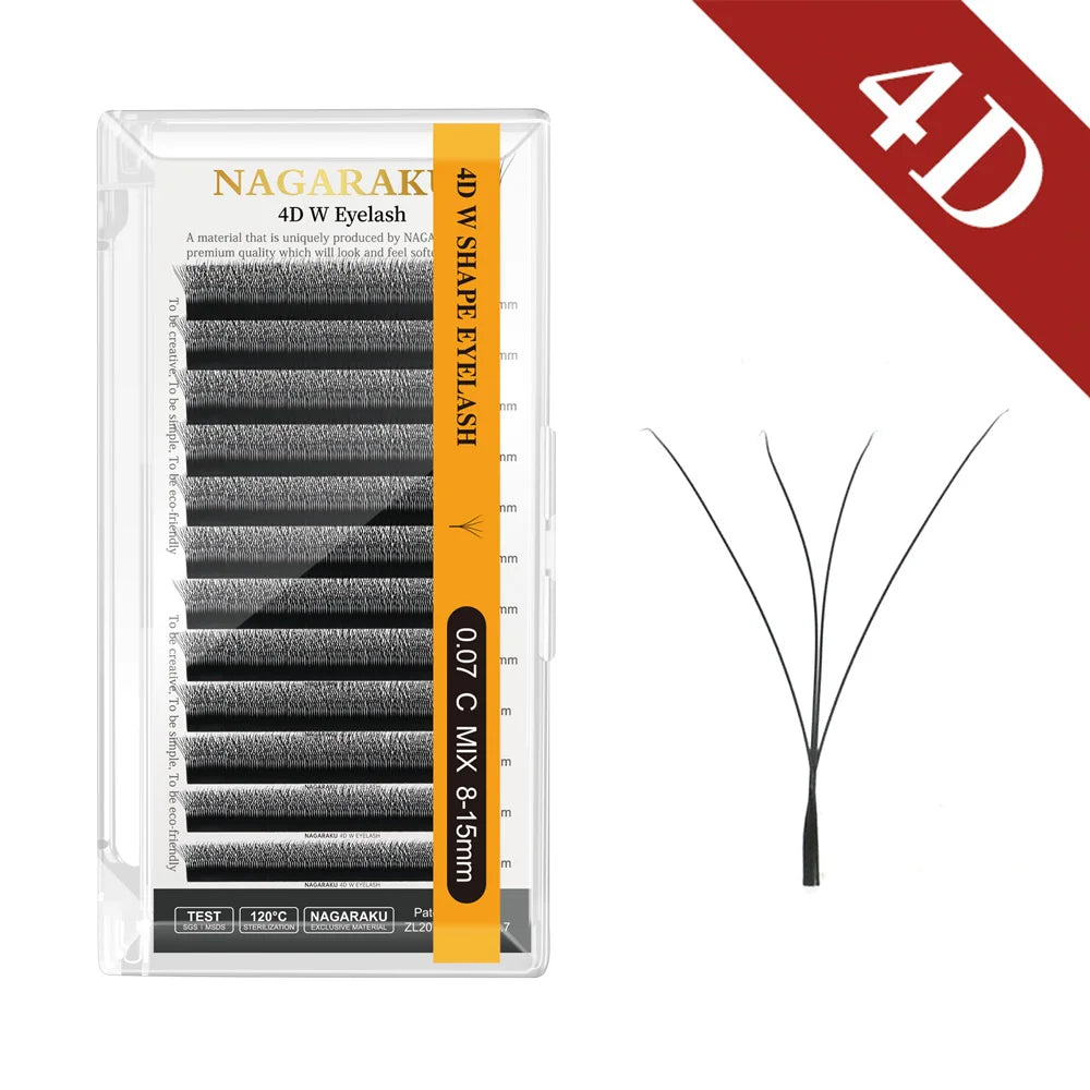 NAGARAKU Automatic Flowering W Shape Bloom 3D 4D 5D 6D 7D 8D Premade Fans Speed Eyelash Extensions Natural Soft Light Full Dense