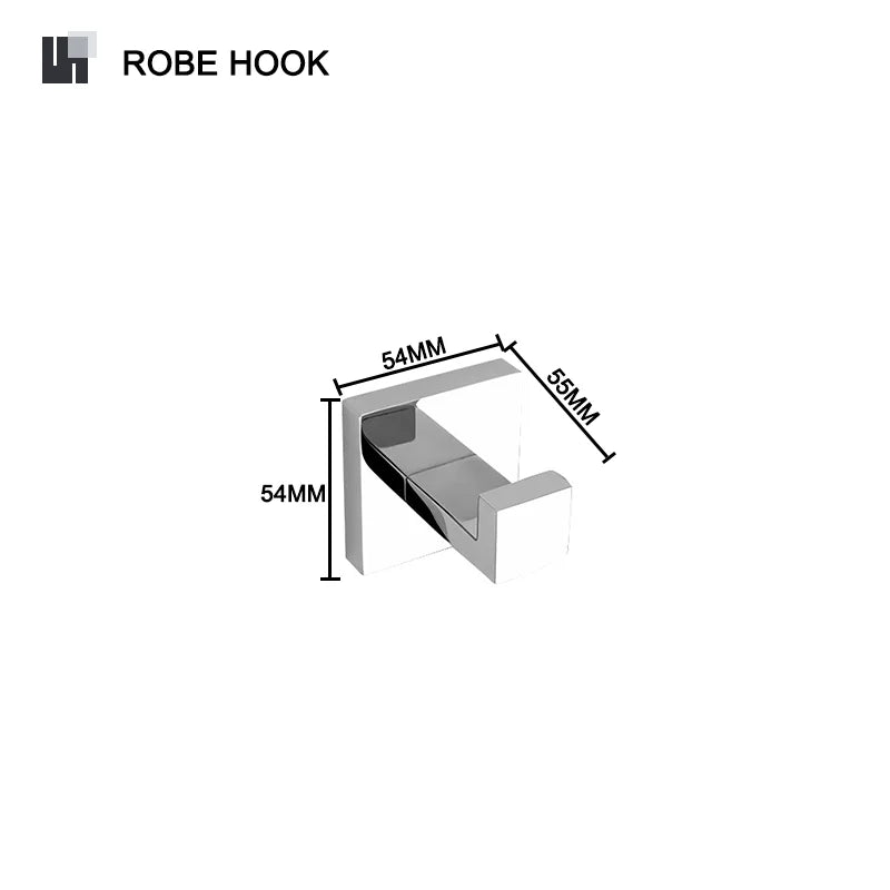 Stainless Steel Chrome Bathroom Hardware Set Square Towel Rack Towel Rack Tissue Holder Robe Hook Bathroom Rack Accessories