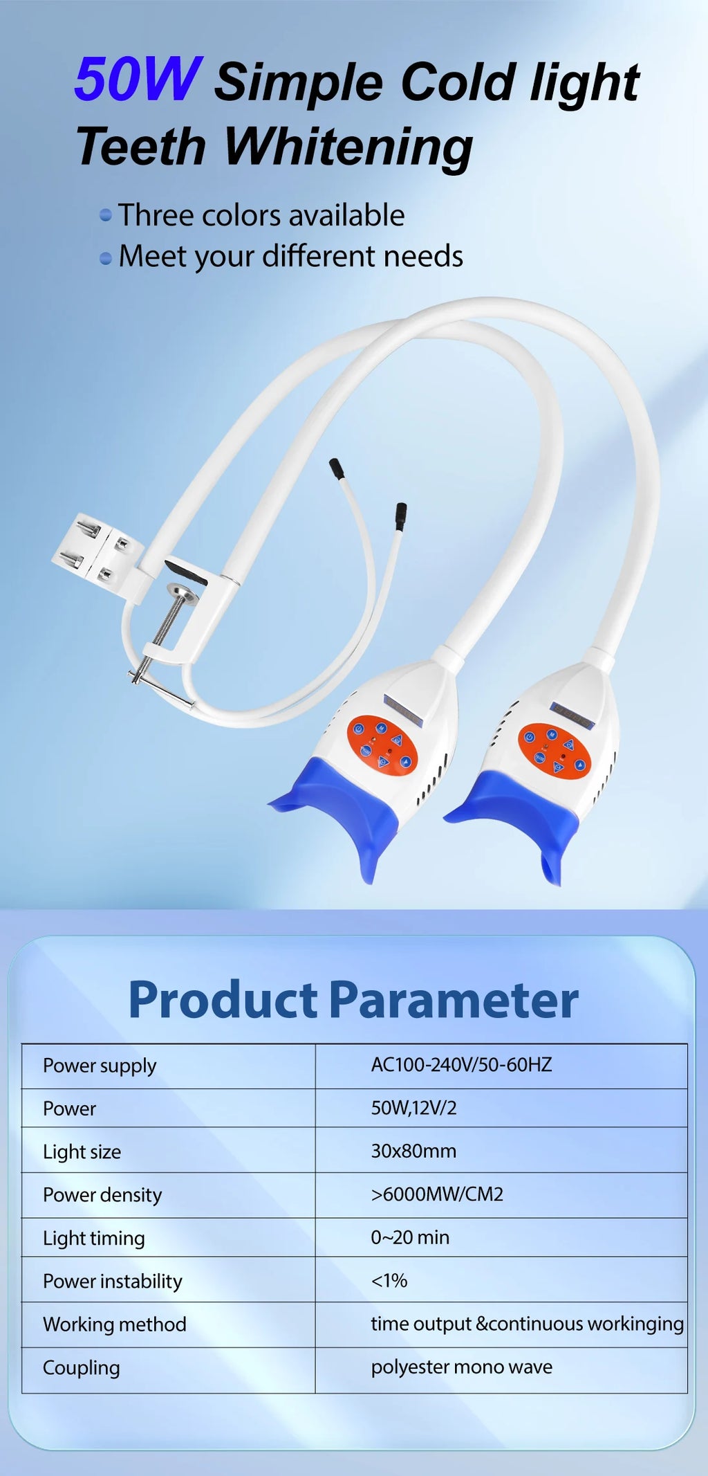 3 Colors Dental Teeth Whitening Lamp Accelerator Portable 8/10 LED Cold Light Teeth Bleaching Machine Teeth Whitening Light