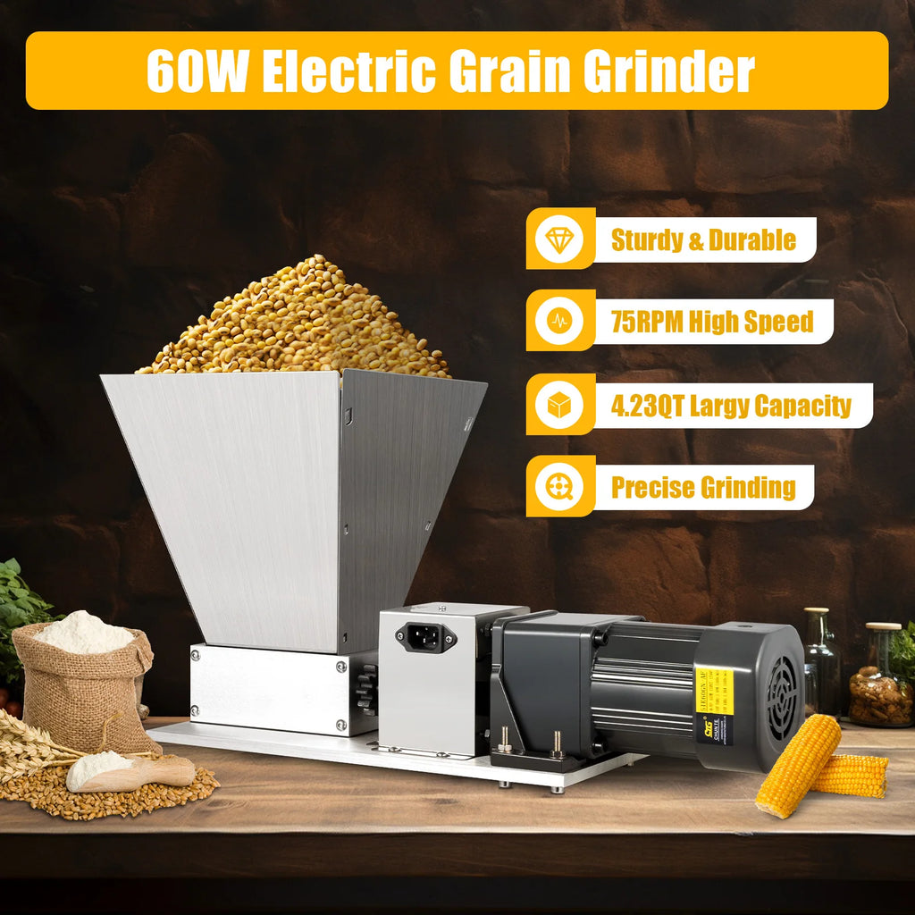 4L Electric Grain Mill 20kg/h Barley Grinder Wet/Dry Malt Crusher Grain HomeBrew Mill Widely Use For Grain Feed Production
