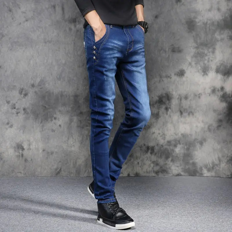 Men's Jeans Luxury Fashion Korean Kpop Washed Brand Boyfriend Men's Slim Denim Jeans Spring Autumn Casual Style Trousers Male