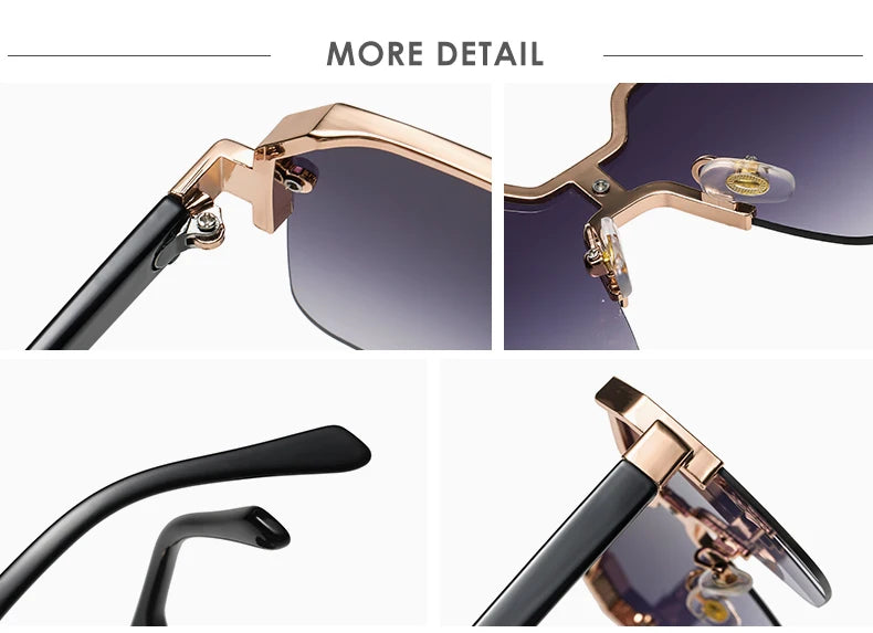 Men Women Frameless Square Sunglasses Luxury Brand Design Fashion Vintage Sun Glasses Square Alloy Frames Shades Eyewear UV400