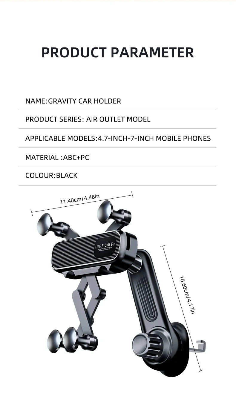 Gravity Car Phone Holder Car Air Vent Phone Mount Universal Shockproof Holder Mount  Clip