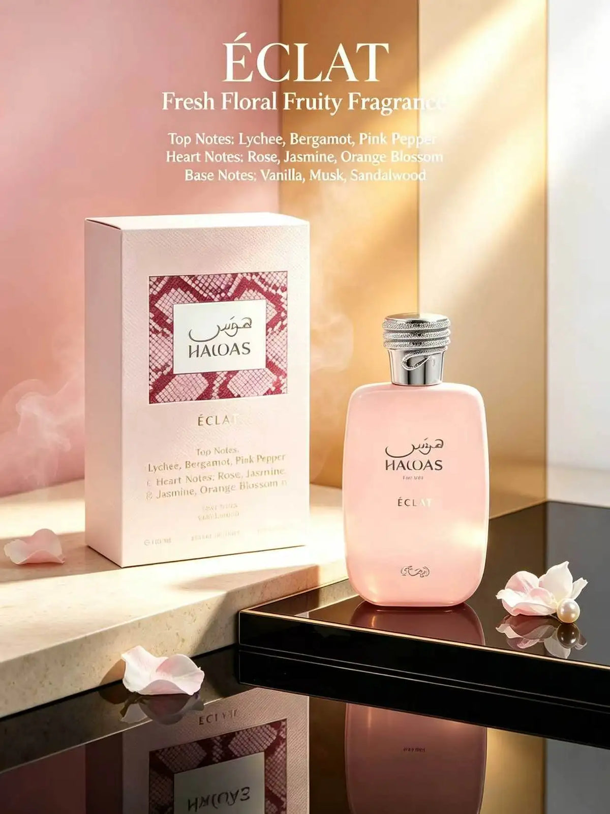 Rasasi Hawas Éclat for Her Eau de Parfum 100ML, Fresh Floral Sensual Scent for Women, Elegant Bottle, Ideal for Gifting