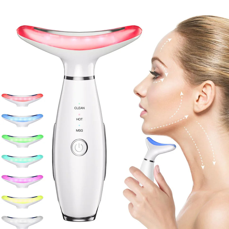 7 Colors Anti Wrinkle Facial Massager Neck Face Beauty Device Skin Tighten Facial Lift Device Reduce Double Chin Skin Care Tool