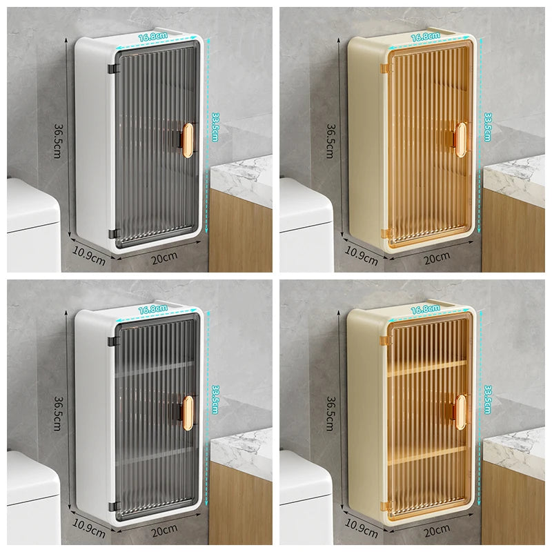 Large Bathroom Wall Mounted Waterproof Tissue Box Multifunctional Storage Rack Toiletries Storage Shampoo Organizer Multi-layer