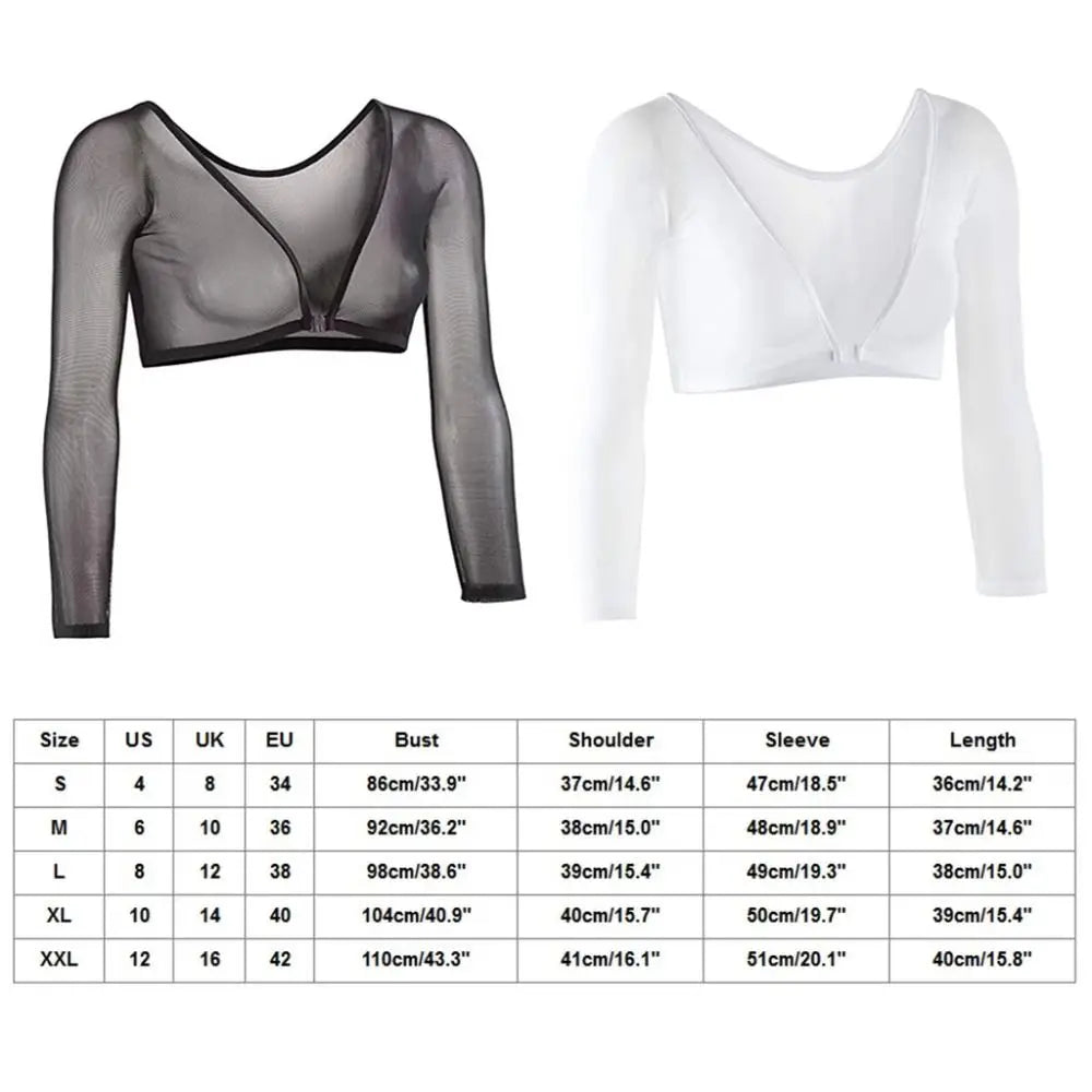 Stylish Long Sleeve Undershirt Front Button Both Side Wear Mesh Top Blouses Black White T-shirt Women Girls
