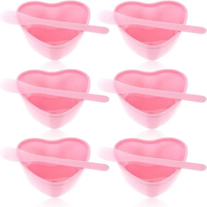 3/6 Sets Heart-Shaped Facial Mask Mixing Bowls with Scraper - Plastic DIY Skin Care Tools for Family And Salon Use