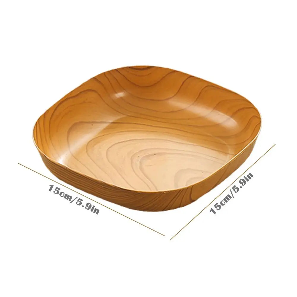 Kitchen Imitation Wood Grain Plastic Square Plate Japanese Afternoon Tea Fruit Dish Tea Tray Plastic Bone Dish Kitchen Tableware