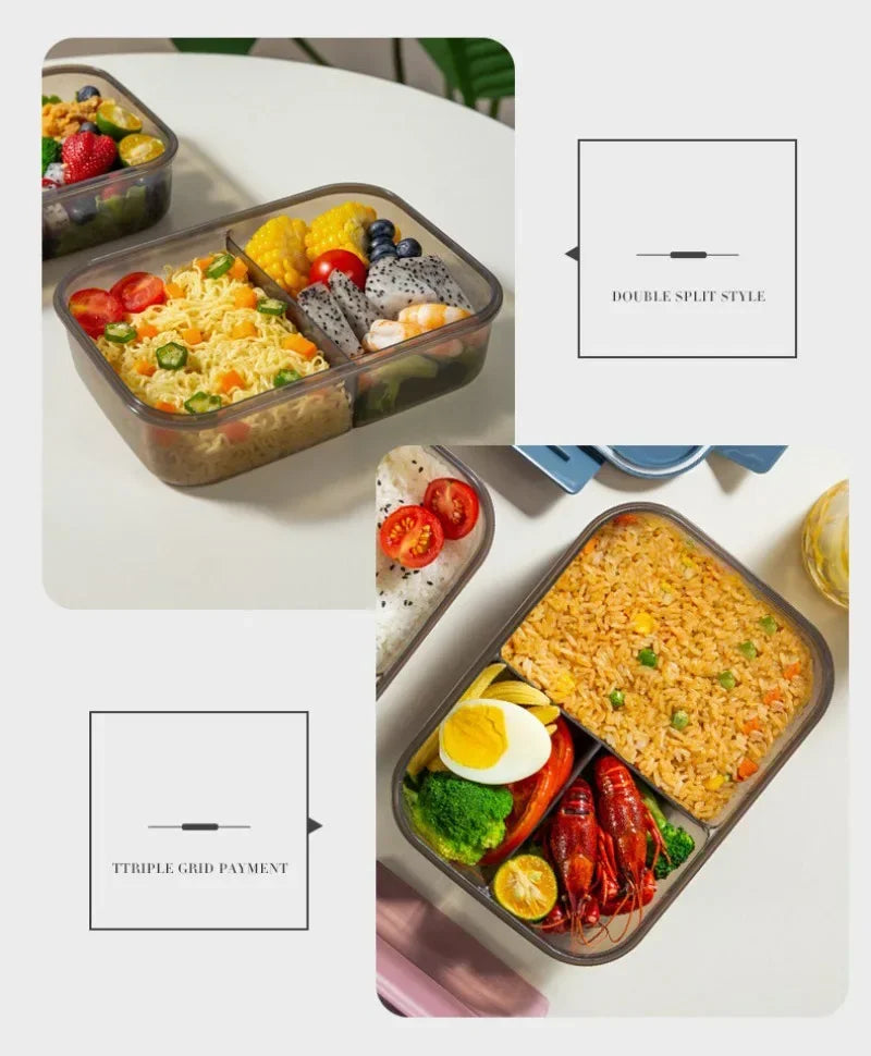 Food-grade Lunch Boxes Home Children's Compartments Bento Box Can Be Heated Microwave Oven Student Rectangle Plastic Lunch Boxes