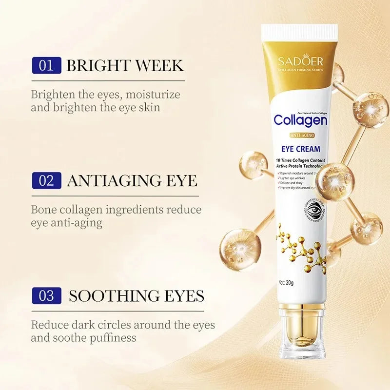 Sadoer Collagen Eye Cream Skin Care Anti-Dark Circles and Eye Bags Firming Moisturizing Eye Care Eye Cream Skin Care Products for the Skin Around the Eyes