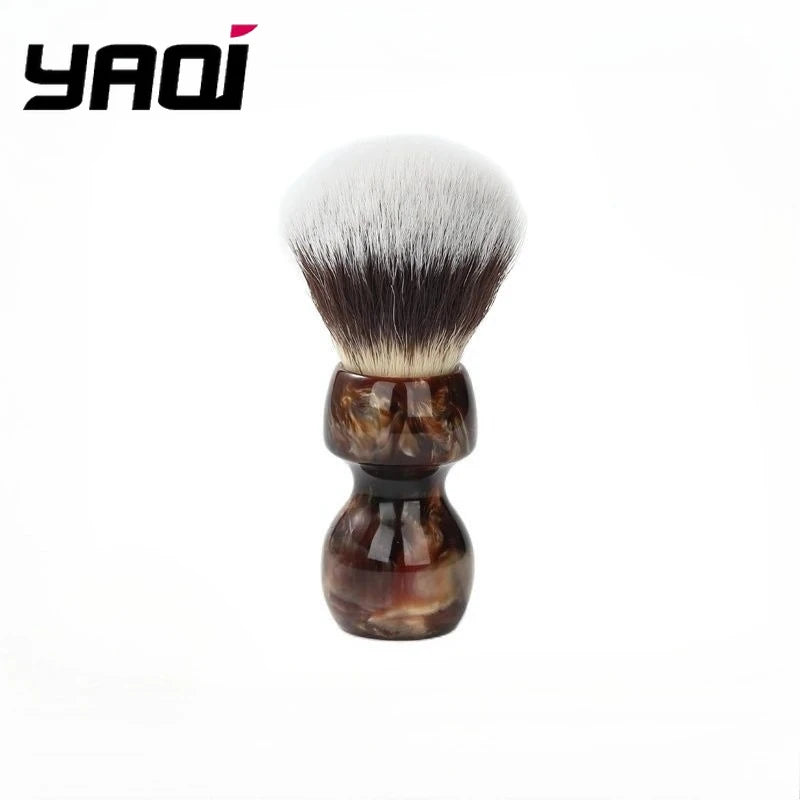 YAQI Caramel Cat's Whisker Synthetic Hair Mens Wet Shaving Brush - Premium Quality Travel Beard Care Grooming Tool