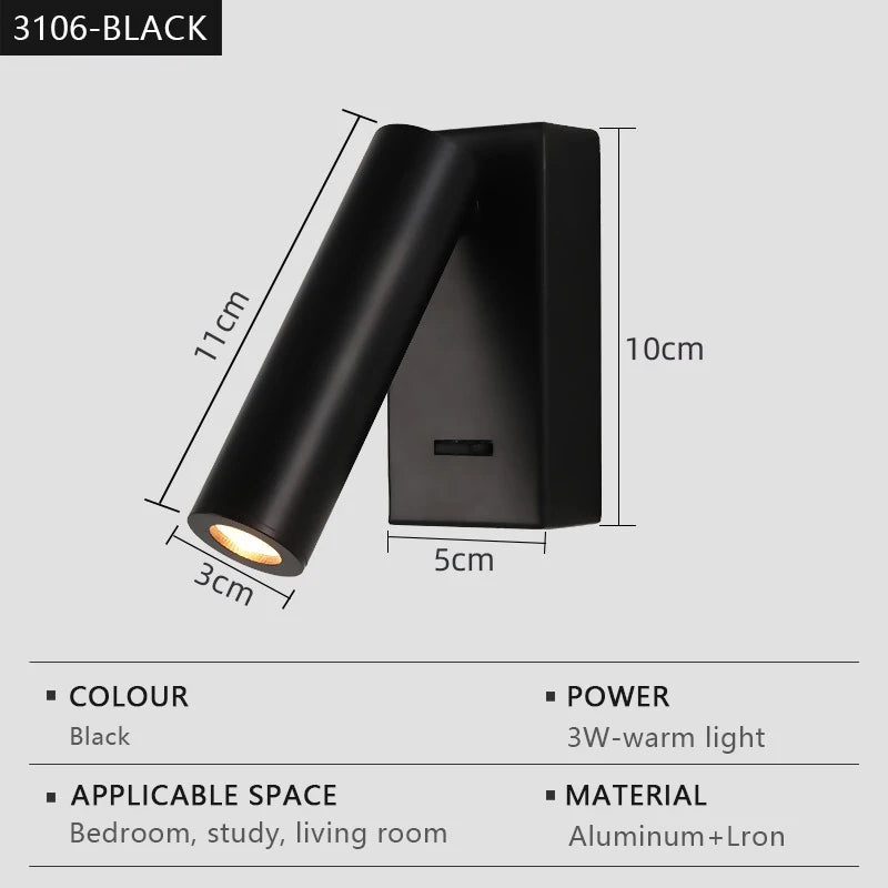 Modern LED Wall Lights Rotatable Adjustable Reading Lights Bedroom Bedside Living Room Study Room Household Lighting Fixtures