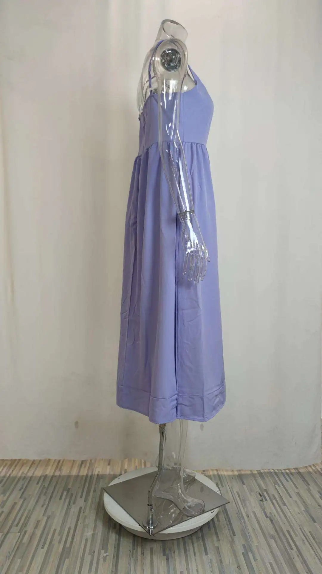 Summer Fashion Casual Sexy Big Skirt Pure Color Strapless Dress Women's mid Waist A-Line Skirt Polyester Fabric No Sleeve