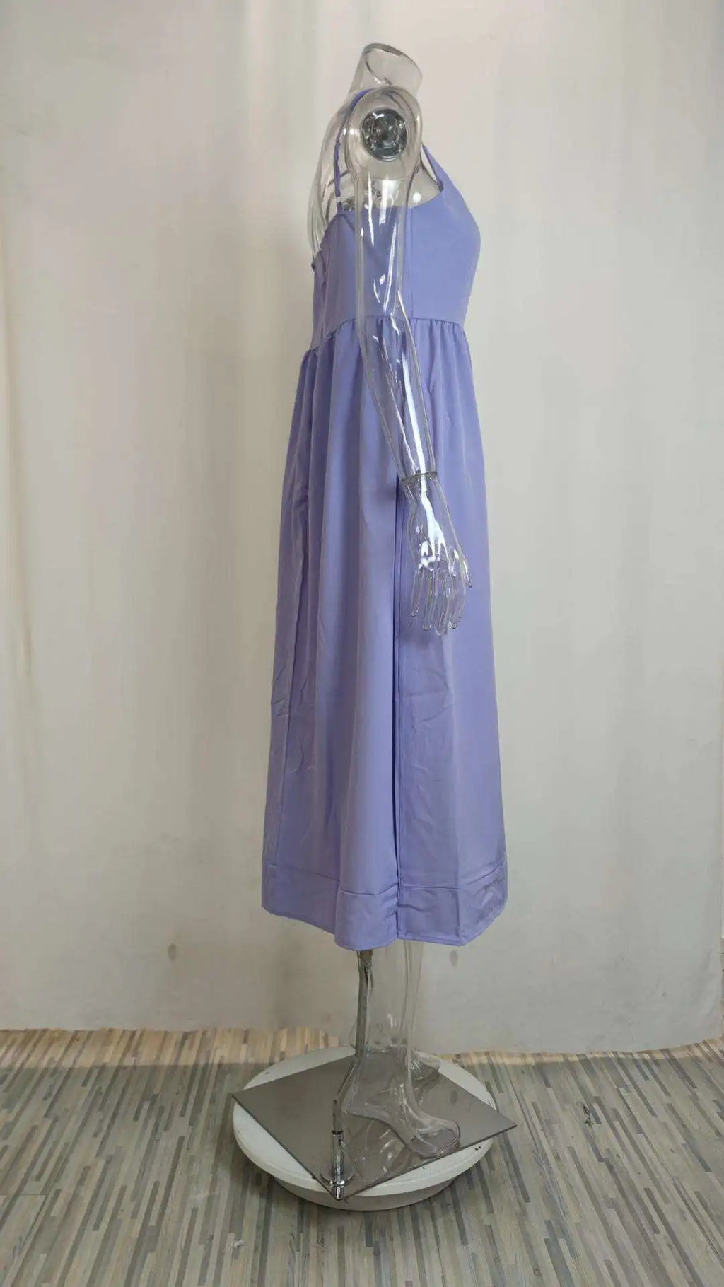 Summer Fashion Casual Sexy Big Skirt Pure Color Strapless Dress Women's mid Waist A-Line Skirt Polyester Fabric No Sleeve