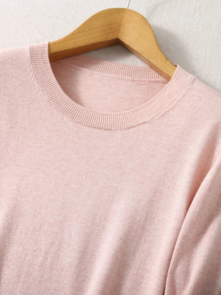 SuyaDream Woman Basic Sweaters Silk and Cashmere Blend O neck Pullovers Solid Sweaters 2024 Fall Winter Bottoming Shirts