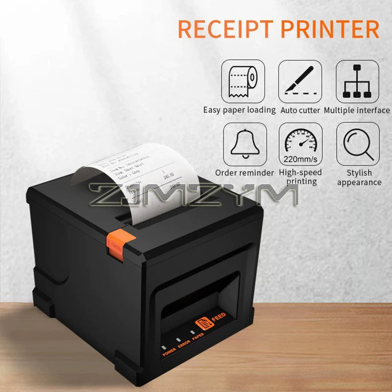 80mm Thermal Receipt Printer ZJ-8360 Automatic Cutter Restaurant Kitchen POS Printer USB Printer
