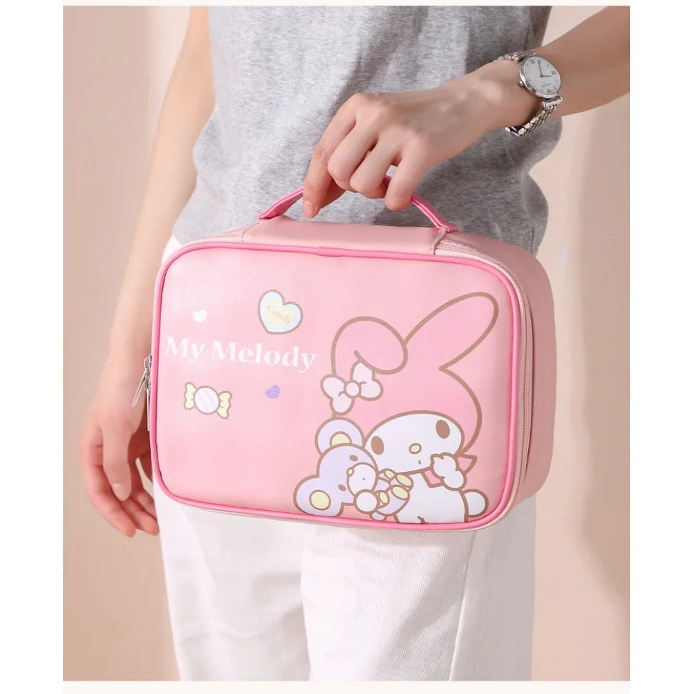 Detachable multifunctional Sanrio My Melody Hello Kitty makeup bag, waterproof, wear-resistant, large-capacity, portable storage