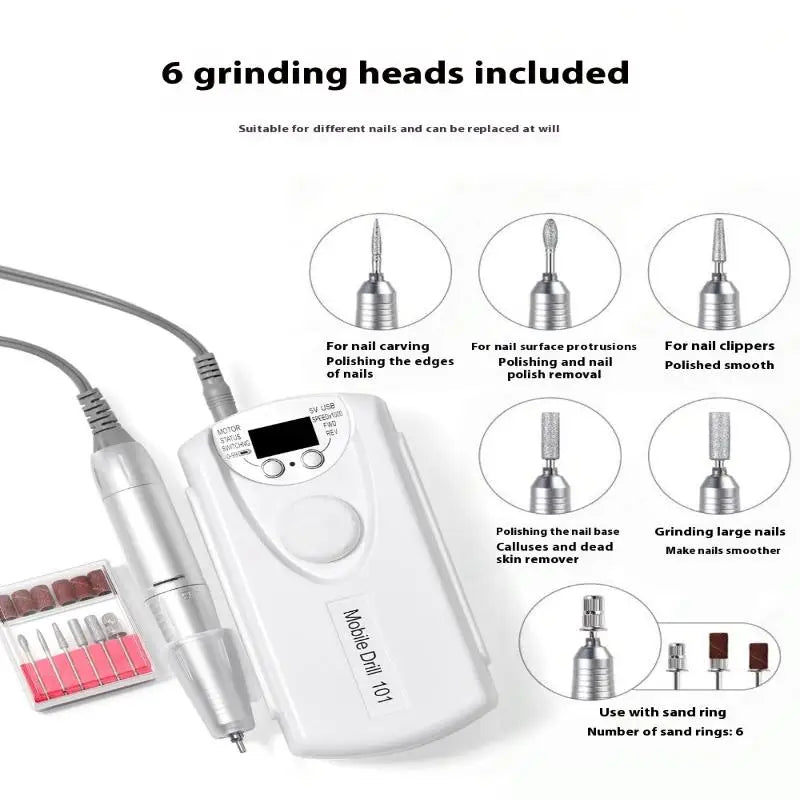 35000 RPM Rechargeable Nail Drill Machine Professional Portable Electric Manicure File For Nails Gel Polish Remove Grinding