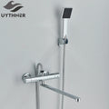 Thermostatic Shower Set Black/Chrome Brass Wall Mounted Bathroom Shower Thermostat Mixer Valve Handle Spray Bathroom Accessories