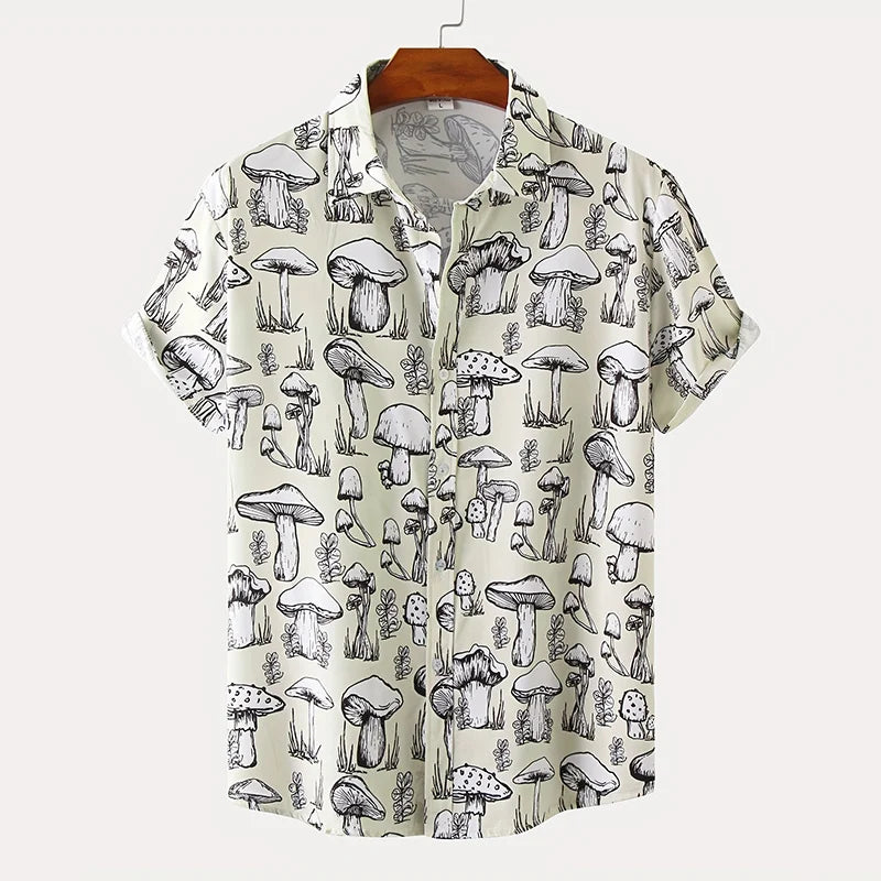 New 3D Dinosaur Printing Shirts for Men Plants Mushroom Graphic Shirts for Women Children Fashion Hawaiian Shorts & Blouses Tops