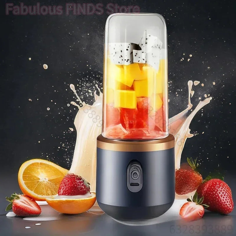 Multifunction Double Cup Juicer 400ml USB Rechargeable Portable Electric Juicer 6 Blade Fruit Blender for  Home Kitchen Tool