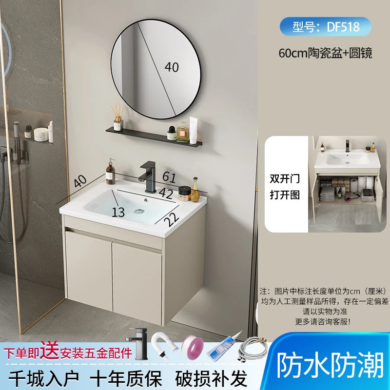 Wall Basin Bathroom Cabinet Set Sink Mirrors Shelves Bathroom Cabinets Storage Organizer Mobile Bagno House Accessories