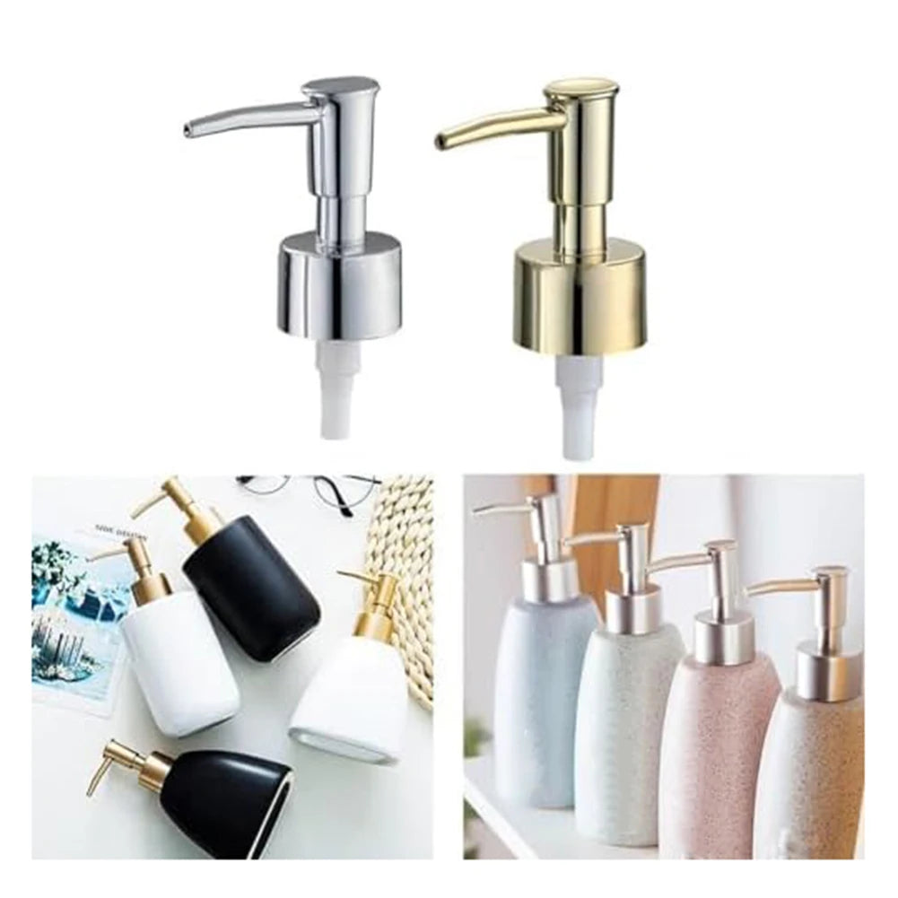 Stylish Soap Dispenser Pump Kitchen Bathroom ABS Plastic Messy Spills Tarnish Resistant Brushed Gold Thread Standard