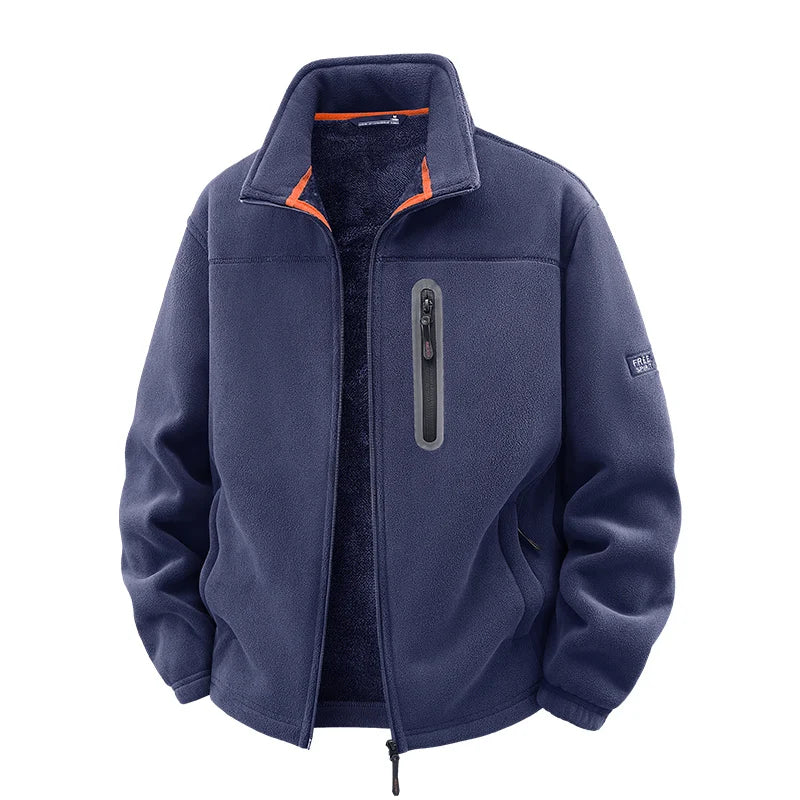New Outerwear Men's Fleece Jacket Sweatshirts Male Thick Fleece and Windproof Sweatshirts Men Stand Up Collar Zipper Jacket Coat