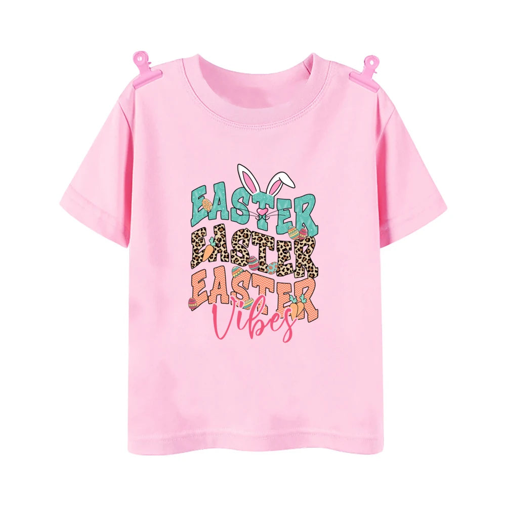 Happy Easter Bunny Print Kids Shirt Easter Party Boys Girls Outfit T-shirt Child Holiay Clothes Children Short Sleeve Shirts Tee